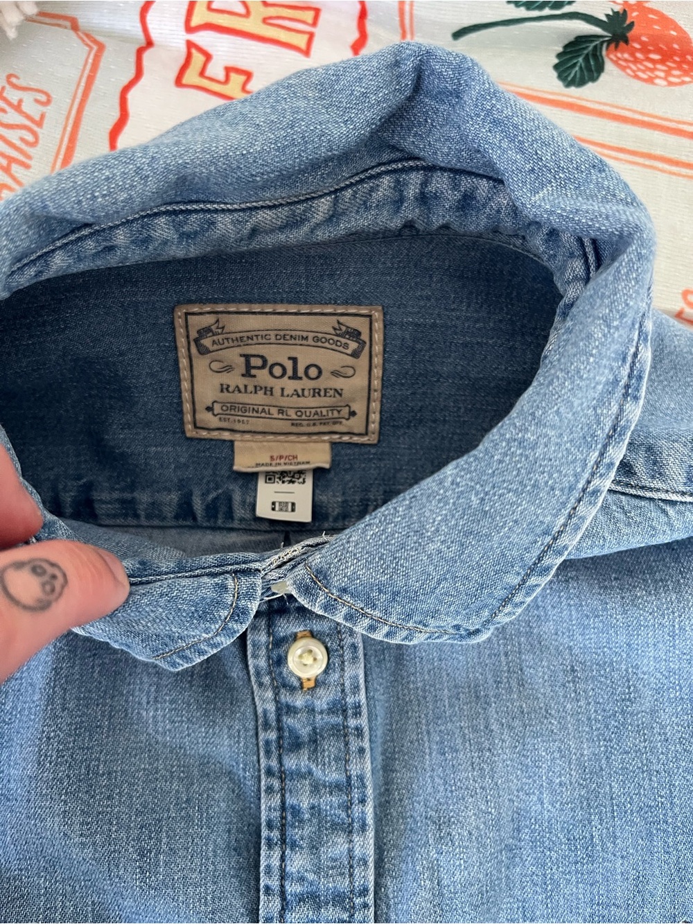 Polo Ralph Lauren Light Blue Denim Button-Down Shirt, boxy oversized S - Picture 2 of 5